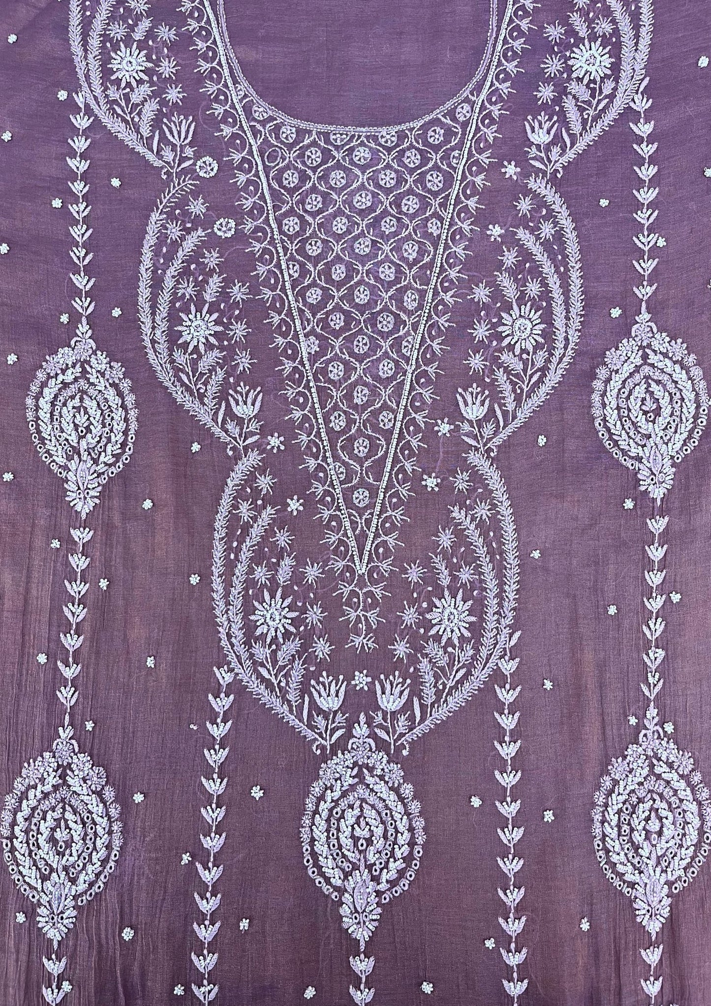 Tissue Chikankari Semistitched Suit - Lavender