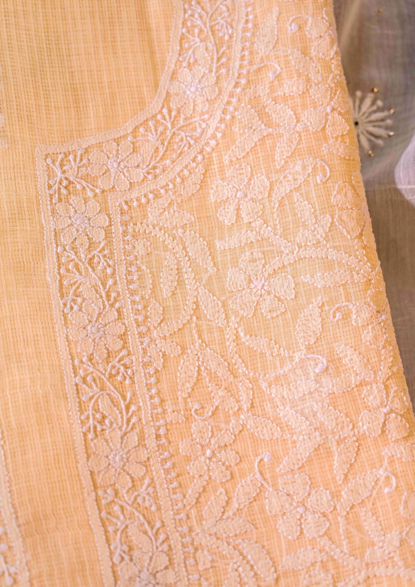 Women's Handcrafted Kota Cotton Chikankari Unstitched Kurta And Dupatta Set - SC121176