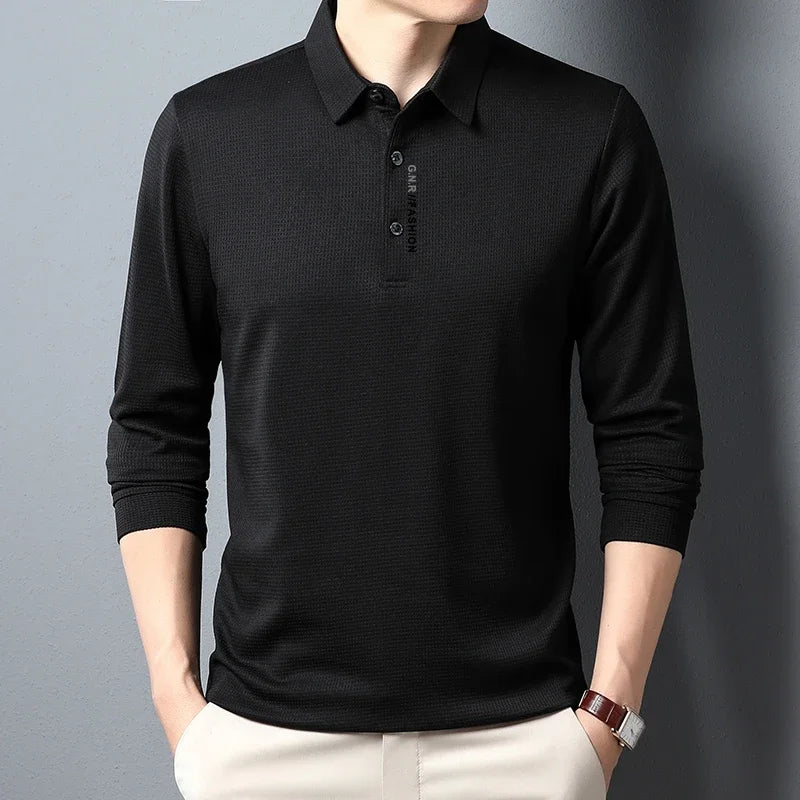 Men's Waffle Long Sleeved polo T-shirt
