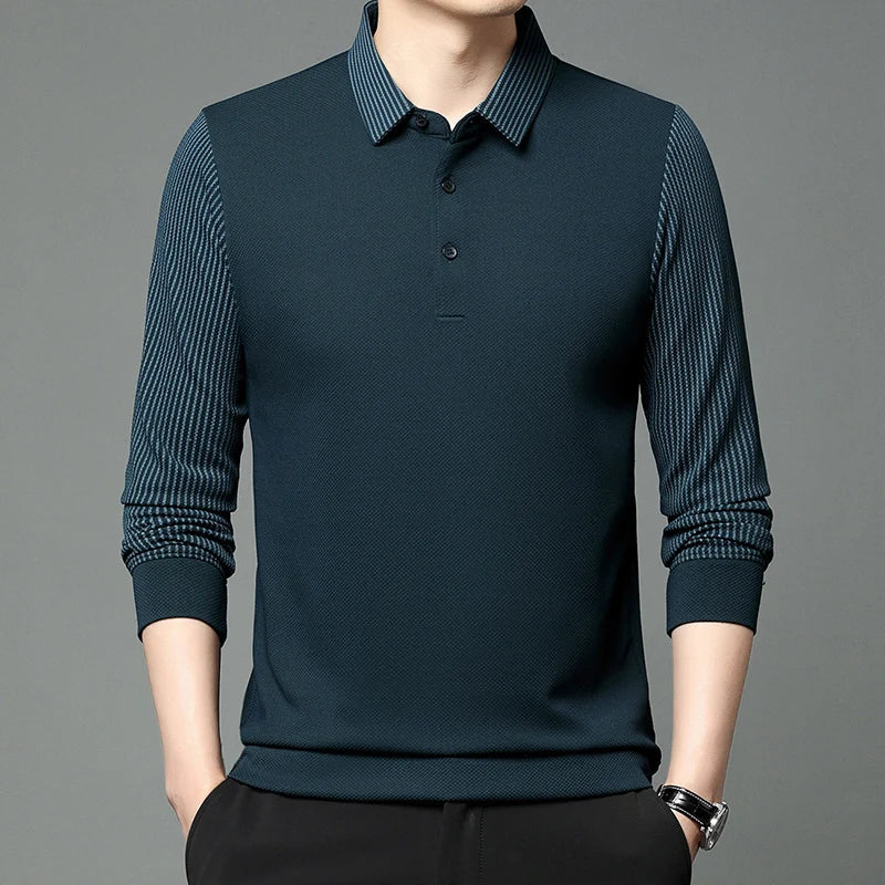 Men's Striped Lapel Fashionable Polo T-shirts