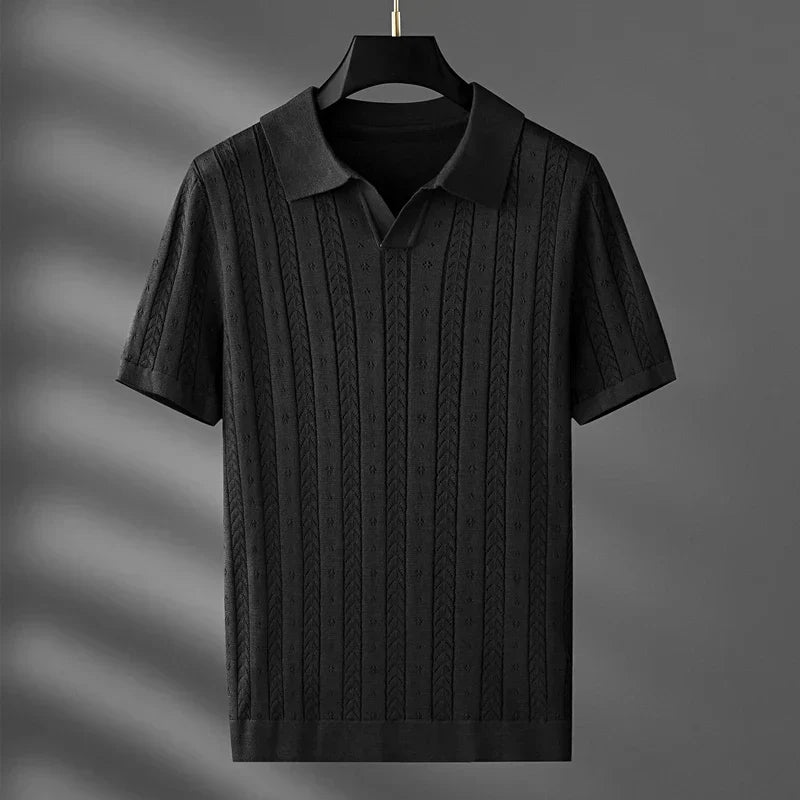 men's summer new trend jacquard French style polo T-shirt