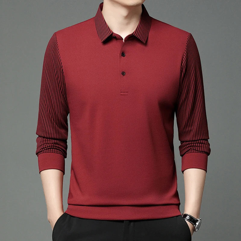 Men's Striped Lapel Fashionable Polo T-shirts