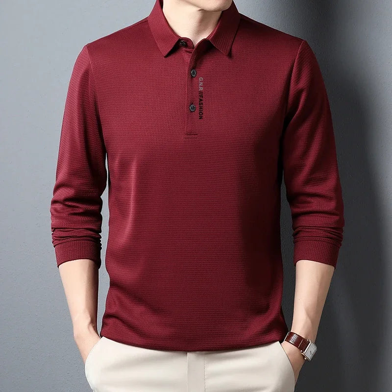 Men's Waffle Long Sleeved polo T-shirt