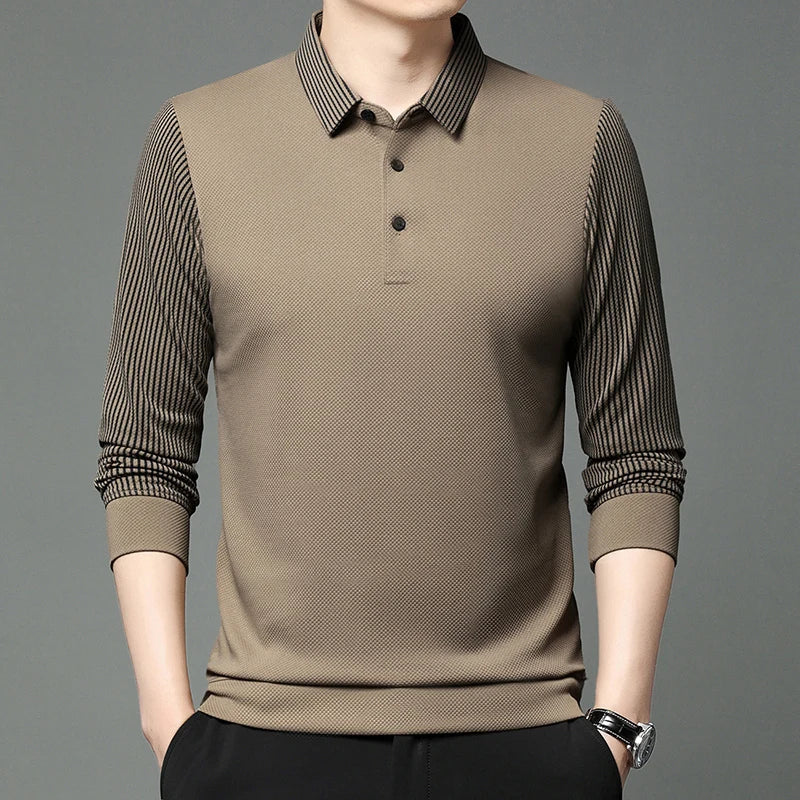 Men's Striped Lapel Fashionable Polo T-shirts
