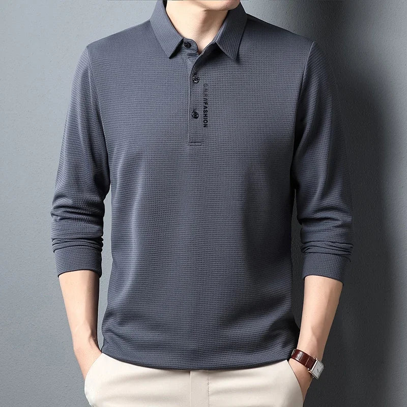 Men's Waffle Long Sleeved polo T-shirt
