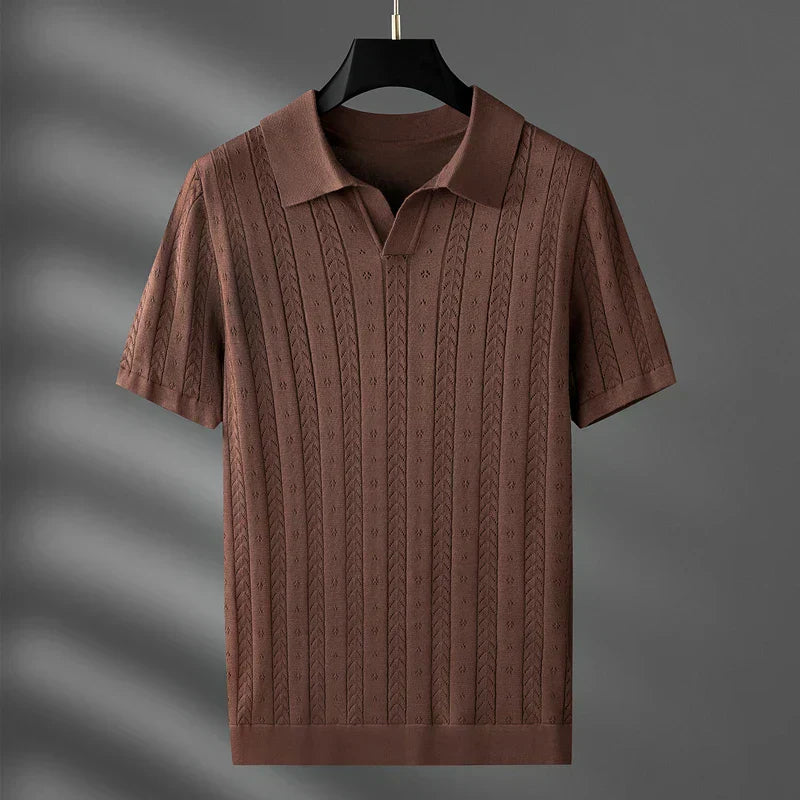 men's summer new trend jacquard French style polo T-shirt