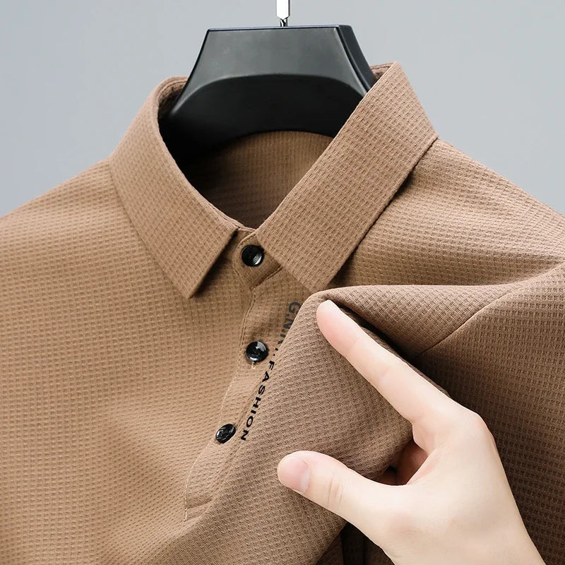 Men's Waffle Long Sleeved polo T-shirt
