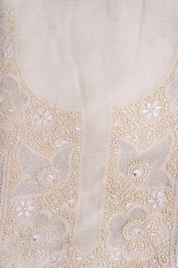 Women's Lakhnavi Handcrafted Munga Silk Chikankari Kurta And Dupatta Set - SC106739
