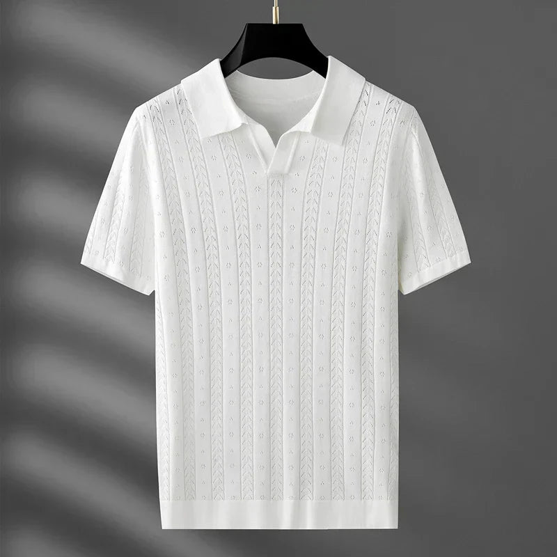 men's summer new trend jacquard French style polo T-shirt