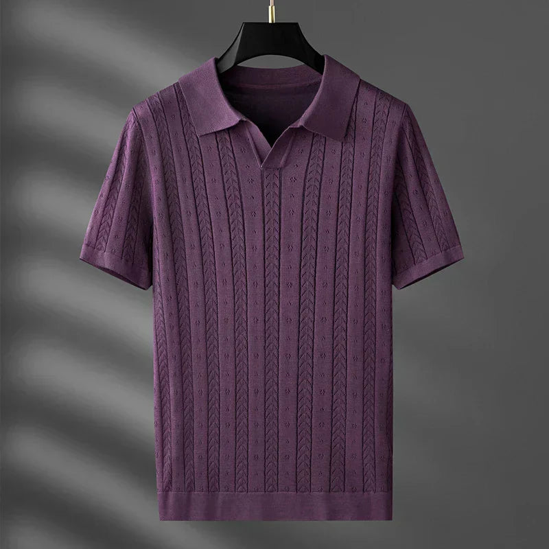 men's summer new trend jacquard French style polo T-shirt