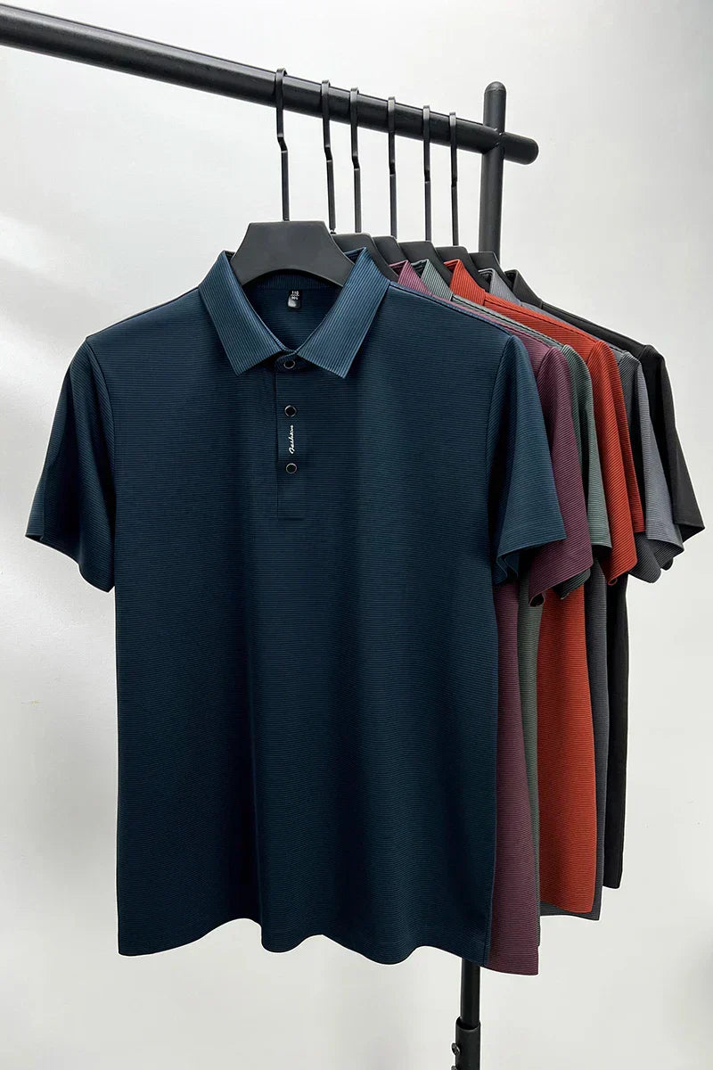 Short sleeved High Textured Letter Men's polo T-shirt
