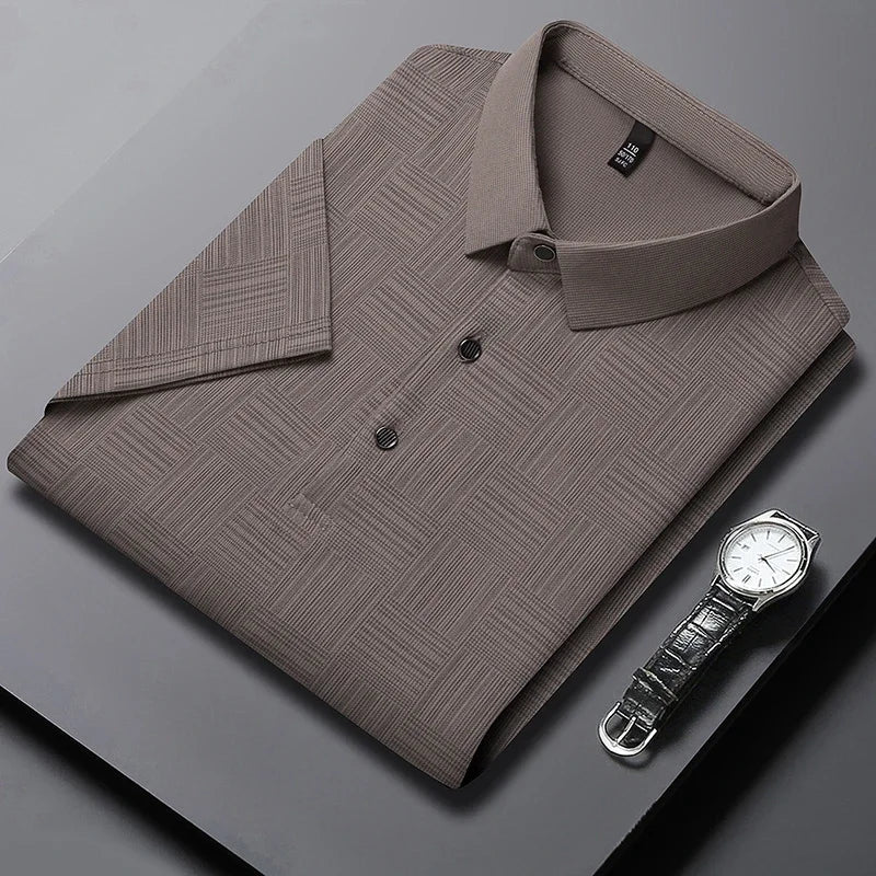 Men's Printed Business Casual Short sleeved polo T-shirt
