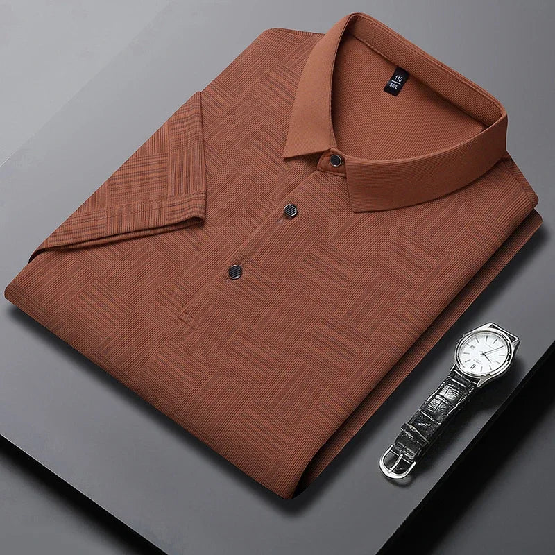 Men's Printed Business Casual Short sleeved polo T-shirt