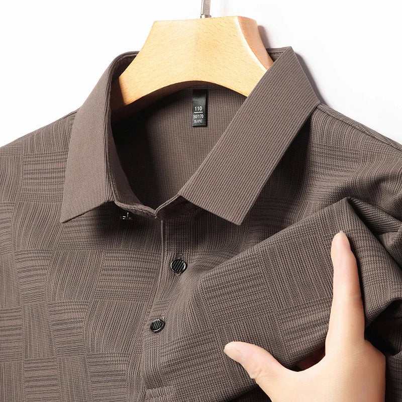 Men's Printed Business Casual Short sleeved polo T-shirt