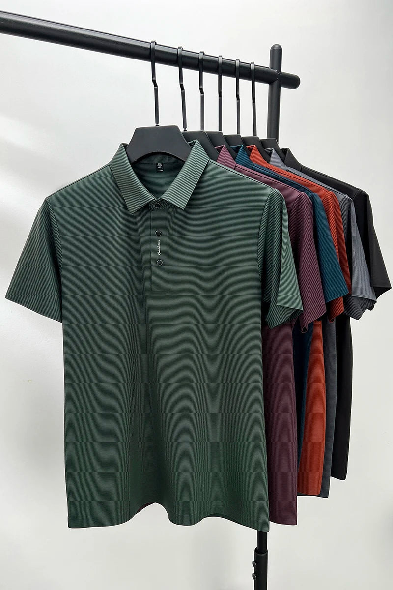 Short sleeved High Textured Letter Men's polo T-shirt