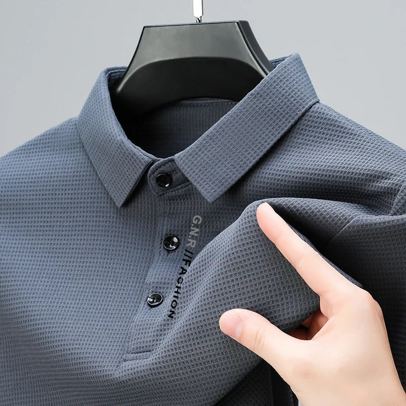 Men's Waffle Long Sleeved polo T-shirt