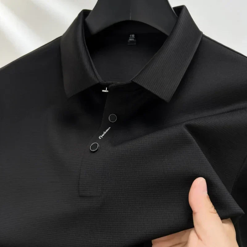 Short sleeved High Textured Letter Men's polo T-shirt