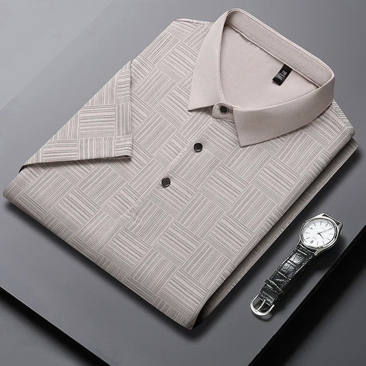 Men's Printed Business Casual Short sleeved polo T-shirt