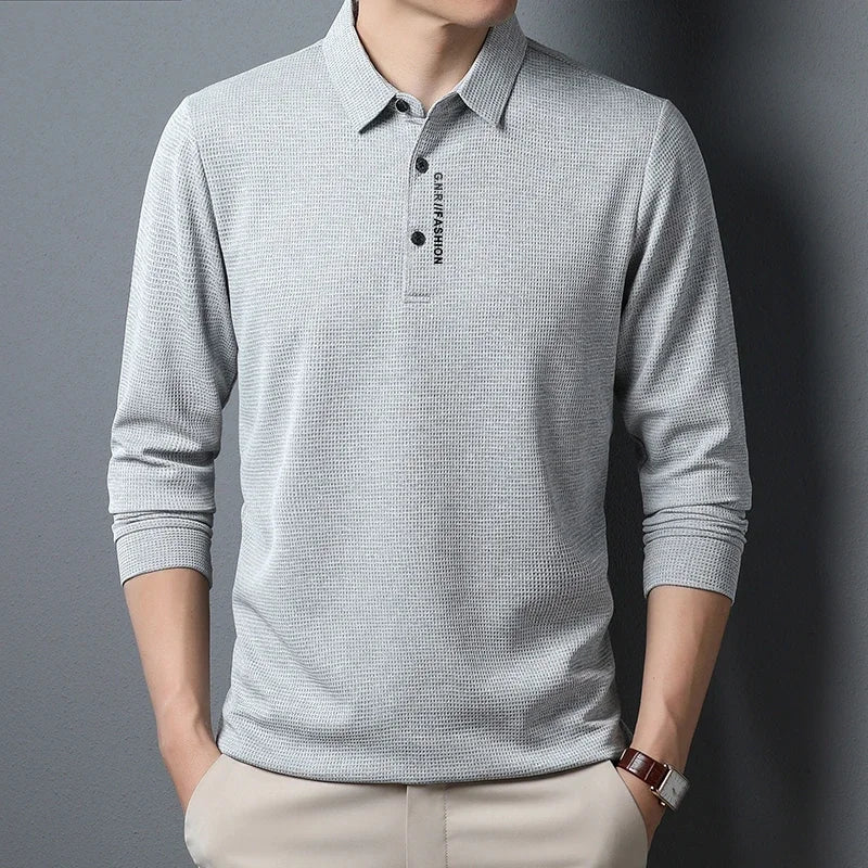 Men's Waffle Long Sleeved polo T-shirt