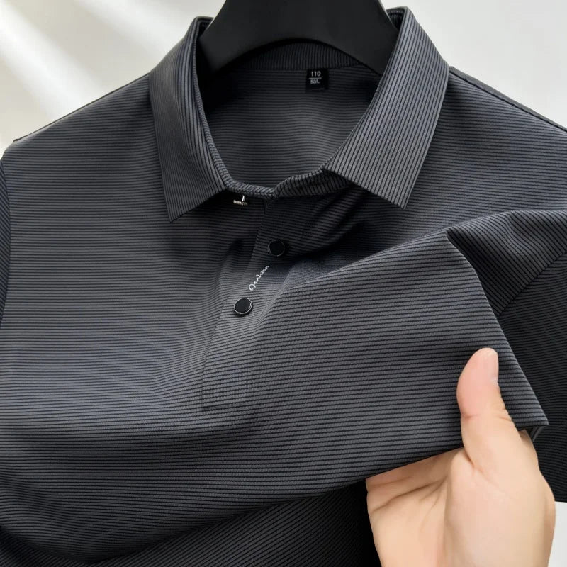 Short sleeved High Textured Letter Men's polo T-shirt