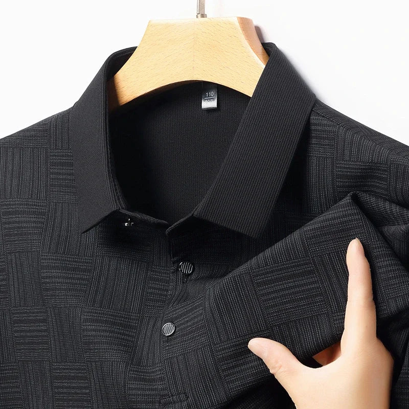 Men's Printed Business Casual Short sleeved polo T-shirt