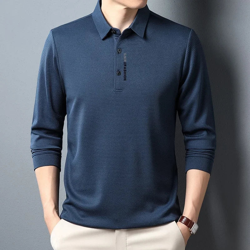 Men's Waffle Long Sleeved polo T-shirt