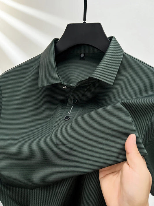 Short sleeved High Textured Letter Men's polo T-shirt