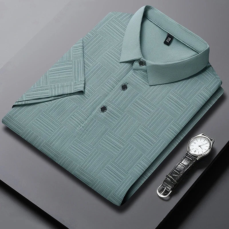 Men's Printed Business Casual Short sleeved polo T-shirt