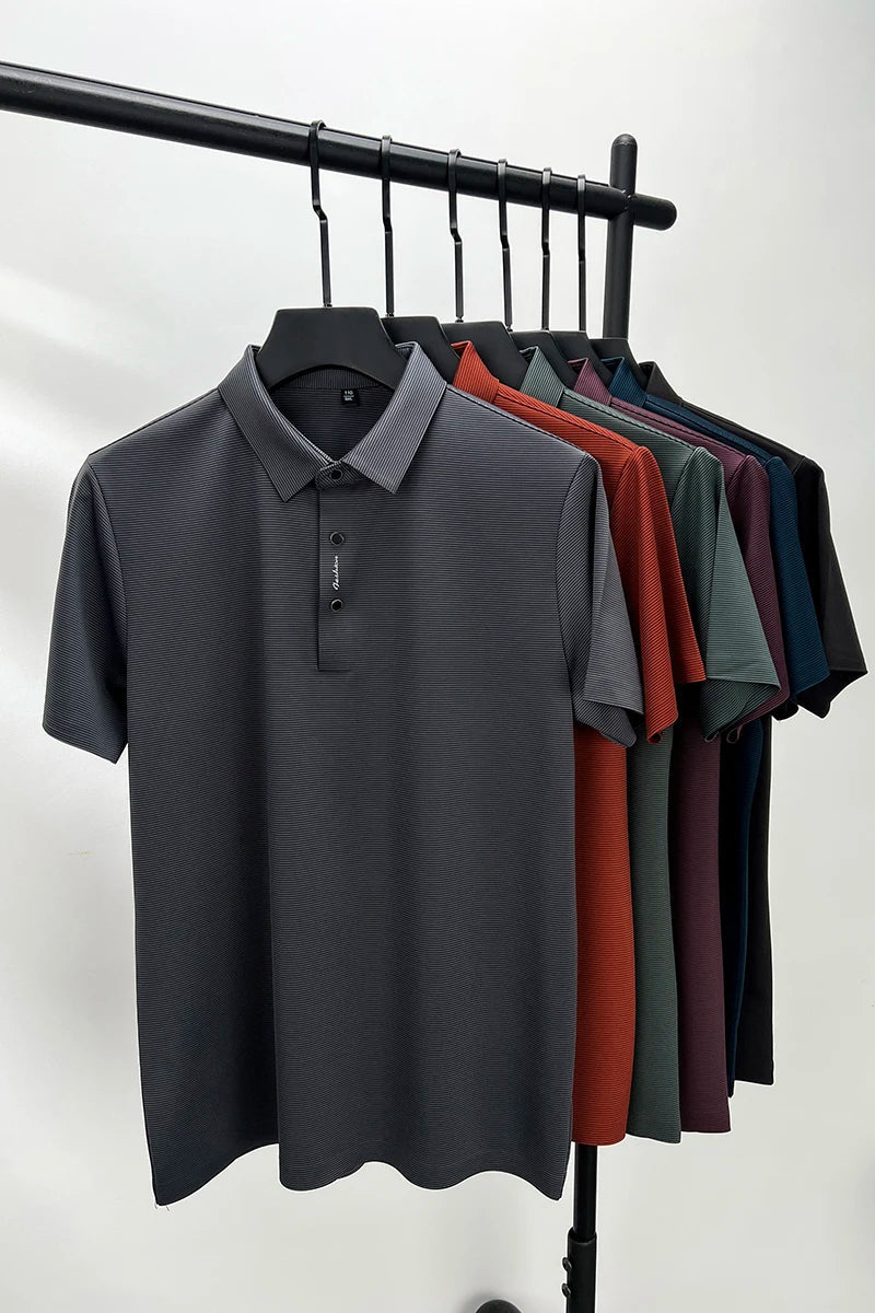 Short sleeved High Textured Letter Men's polo T-shirt