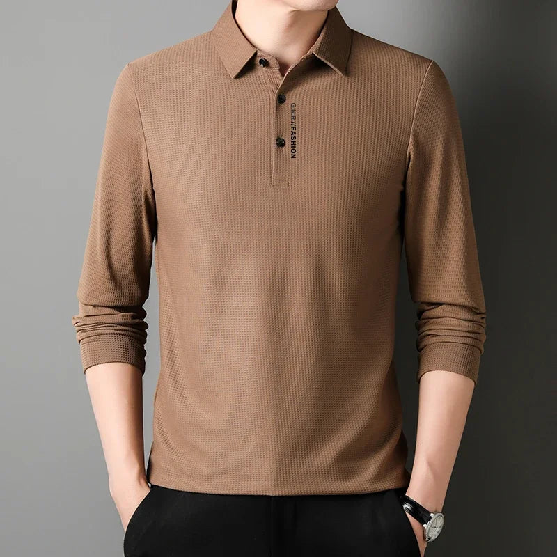Men's Waffle Long Sleeved polo T-shirt