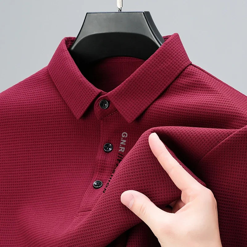 Men's Waffle Long Sleeved polo T-shirt