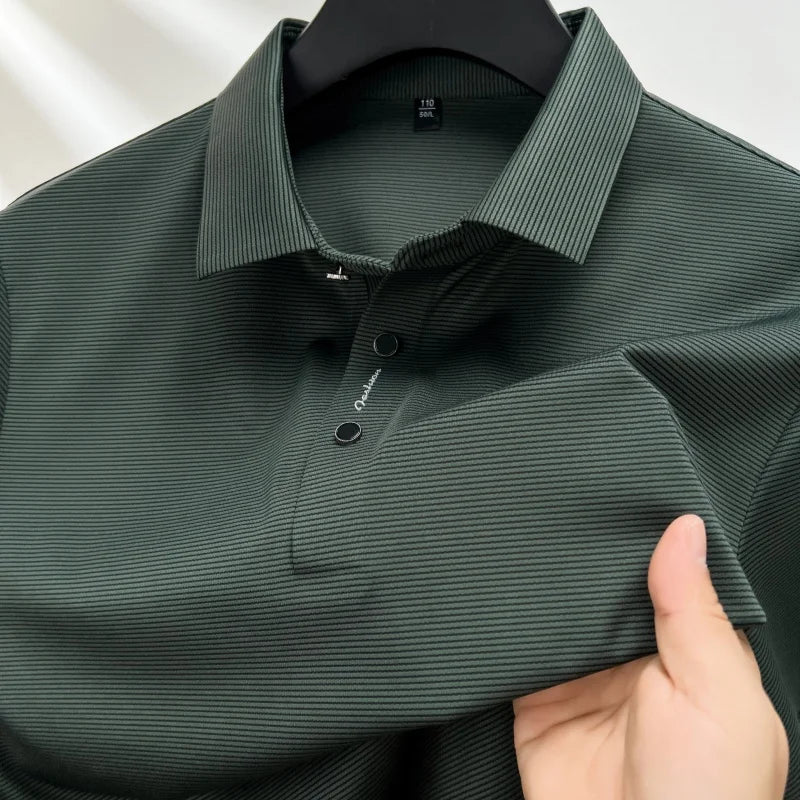 Short sleeved High Textured Letter Men's polo T-shirt