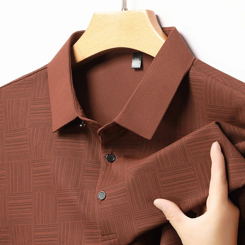 Men's Printed Business Casual Short sleeved polo T-shirt