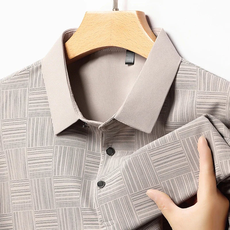 Men's Printed Business Casual Short sleeved polo T-shirt
