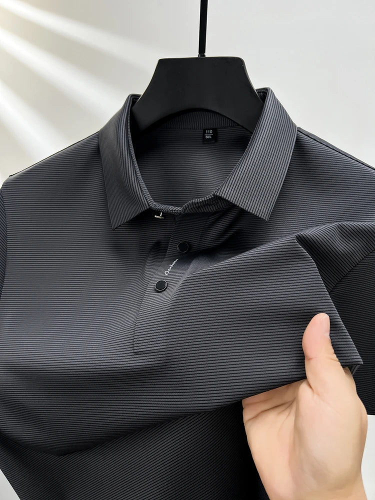 Short sleeved High Textured Letter Men's polo T-shirt