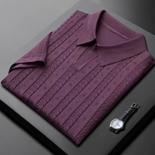 men's summer new trend jacquard French style polo T-shirt