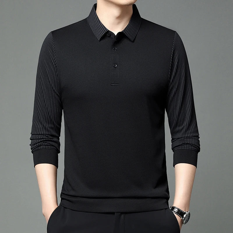 Men's Striped Lapel Fashionable Polo T-shirts