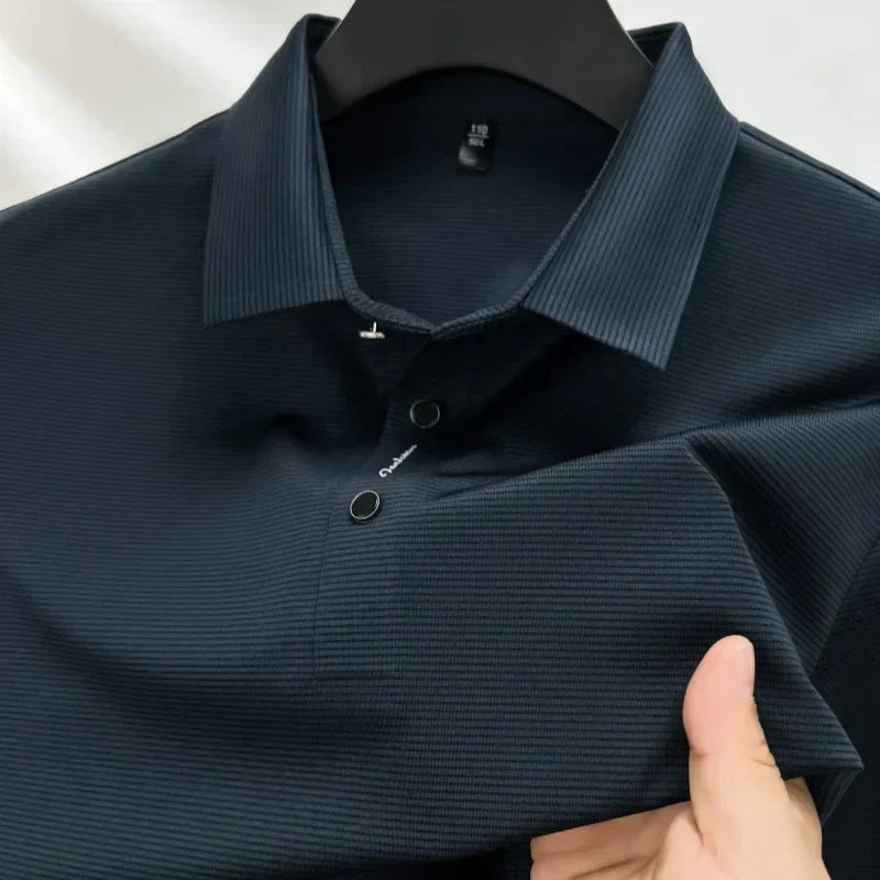 Short sleeved High Textured Letter Men's polo T-shirt
