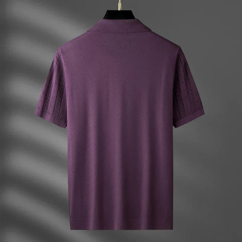 men's summer new trend jacquard French style polo T-shirt