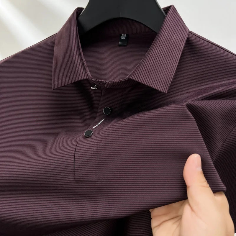 Short sleeved High Textured Letter Men's polo T-shirt