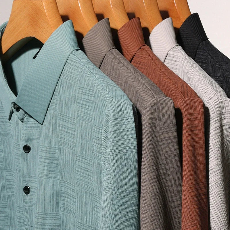 Men's Printed Business Casual Short sleeved polo T-shirt