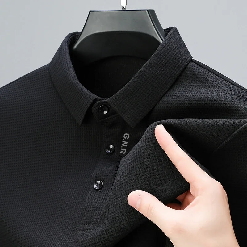 Men's Waffle Long Sleeved polo T-shirt