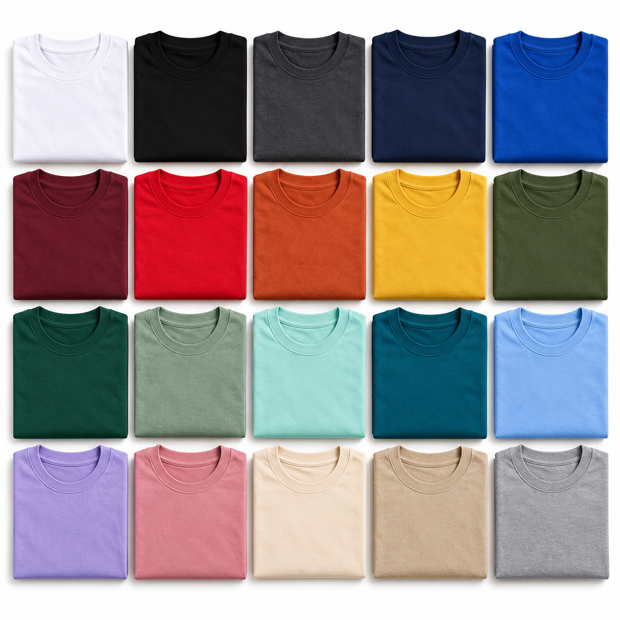 Combo Pack of (6) Men's Premium Plain Round Neck T-Shirts Red, Cream, Black, Navy Blue, Olive Green - Image 2