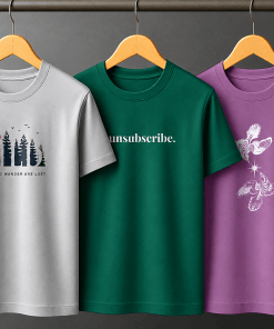 Combo Set (3) Men's Premium Artistic Graphic Printed T-Shirt Grey, Dark Green, Purple